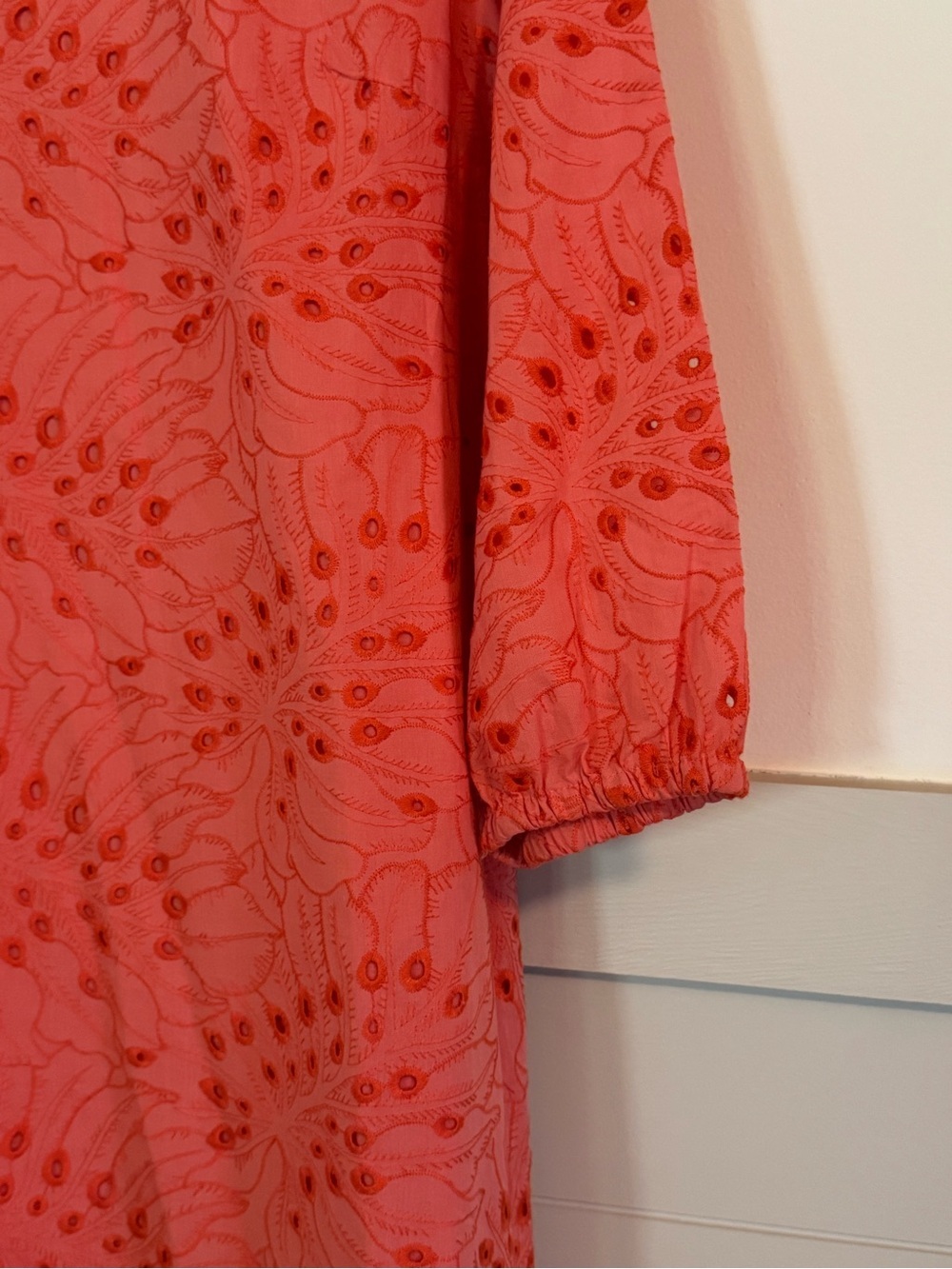 Preston & York Coral Eyelet Embroidered Shift Dress Size 10 - Picture 4 of 8